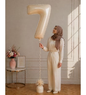 7 Rakamlı Krem 76 cm Helyum Balon – Folyo Parti Balonu