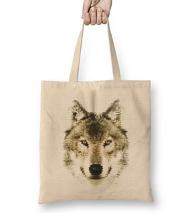 Geometric Animal Wolf Bez Çanta Uzun Saplı