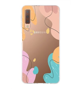 Samsung Galaxy A7 (2018) Uyumlu Kapak Karışık Renkler Tasarımlı Şeffaf Silikon Kılıf