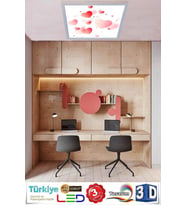 Beyaz Metal Çerçeveli 60watt Led Panel Kalbim Tasarım Avize Modern Çerçeveli Led Avize