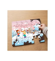 Kardan Adam Yapan Çocuklar Tasarımlı 24 Parça Ahşap Çocuk Puzzle