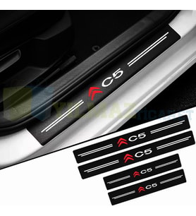 Citroen Logo C5 Karbon Kapı Eşiği Koruma Araba Etiket Oto Sticker Yapıştırma 4 Parça