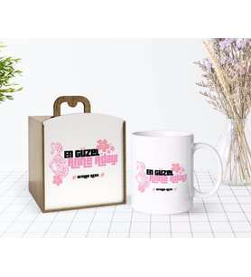 BK Gift Kişiye Özel Ahşap Kutuda Anneler Günü Temalı Anne Adayı Tasarımlı Beyaz Kupa Bardak-3