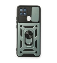 Oppo A15 Kılıf Pars Lens Yüzüklü Silikon - Yeşil