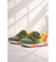 Rakerplus Hakiki Deri Haki Turuncu Sarı Çocuk Sneakers Spor Ayakkabı