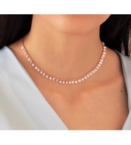 Zirkon Beyaz Taşlı 925 Ayar Gümüş Kolye Rose Kaplama Kolye