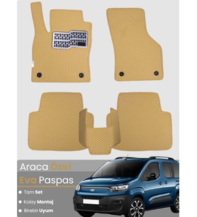 FİAT DOBLO (2022-2025) Uyumlu EVA Paspas Tam Set–Araca Özel,Su Geçirmez,Kolay Montaj