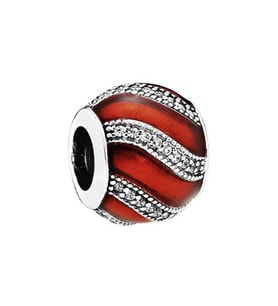 Nur Silver Beyaz Taşlı Dalga Tılsımı Gümüş Charm NUR-BL12459