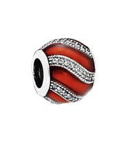 Nur Silver Beyaz Taşlı Dalga Tılsımı Gümüş Charm NUR-BL12459