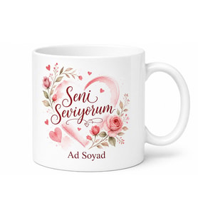 İsimli Seni Seviyorum Yazılı Kupa Bardak Sevgiliye Özel Tasarım Hediye