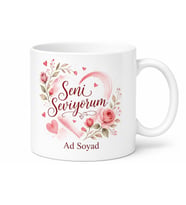 İsimli Seni Seviyorum Yazılı Kupa Bardak Sevgiliye Özel Tasarım Hediye