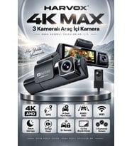 Harvox 4K Max 3 Kameralı Araç Kamerası WiFi GPS ADAS BSD 24 Saat Park Modu Gece Görüşü