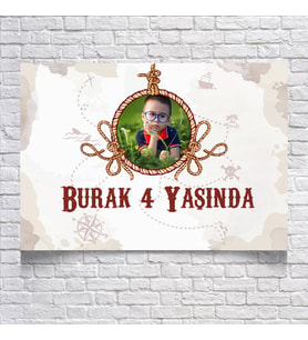 Denizci Temalı Doğum Günü Afişi