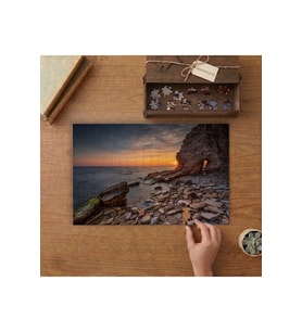 Taşlı Sahil Manzarası Tasarımı 240 parça Ahşap Puzzle Ahşap Kutuda MP03647