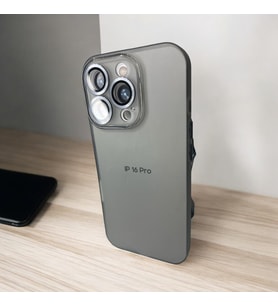 İPHONE 16 Pro Gri Renk Lens Korumalı Kaliteli Silikon Telefon Kılıfı