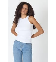 Fitilli Regular Fit Normal Kalıp Beyaz Bisiklet Yaka Sıfır Kol Pamuklu Kadın Atlet