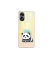 Oppo Reno A38 ile Uyumlu Splash Panda Tasarımlı Şeffaf Silikon Kılıf