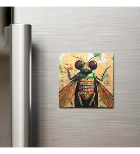 Cicada - Ağustos Böceği - Güneş Gözlüklü Style - Buzdolap Magneti - 9x9 Cm