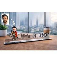 Kişiye Özel Nasrettin Hoca Karikatürlü 30 cm Ayna Pleksi Masaüstü İsimlik - Ofis Hediyesi