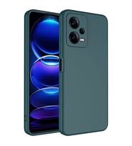 Coverzone Xiaomi Redmi Note 12 5G ?le Uyumlu K?l?f Z-Mara Lansman Vieri Tam Koruma Arka Kapak Kamera Koruma �?k?nt?l? P�r�zs�z Y�zey Koyu Ye?il