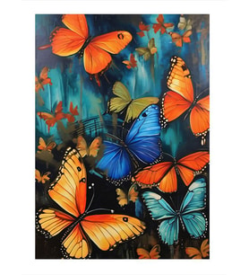 Renkli Kelebekler Modern Mdf Tablo