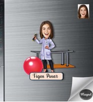 Kişiye Özel Fizyoterapist Kadın Ahşap Magnet -1