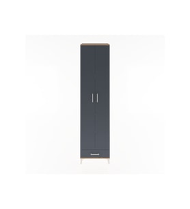 Hyperion Dolap 6 Raflı Tek Çekmeceli 2 Kapaklı 60x44x243 Çam-Antrasit
