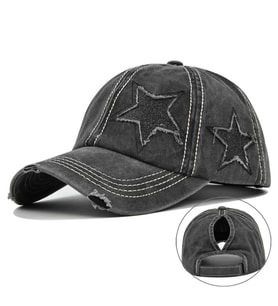 Valkyrie Vintage Siyah Yıldız Nakışlı Şapka Unisex Eskitme Baseball Cap Ayarlananır Pamuk Spor Şapka