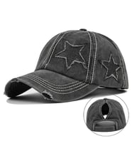 Valkyrie Vintage Siyah Yıldız Nakışlı Şapka Unisex Eskitme Baseball Cap Ayarlananır Pamuk Spor Şapka