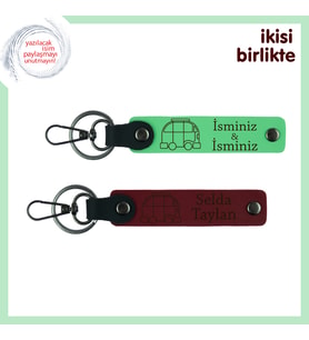 Kamp Alanlarından İlham Alınmış, Karavan Temalı Kişisel Anahtarlık Seti, Fıstık Yeşil-Bordo