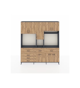 Arges Gardrop 10 Raflı 6 Çekmeceli 8 Kapaklı 220x30x243 Antrasit-Çam