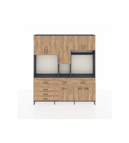 Arges Gardrop 10 Raflı 6 Çekmeceli 8 Kapaklı 220x30x243 Antrasit-Çam