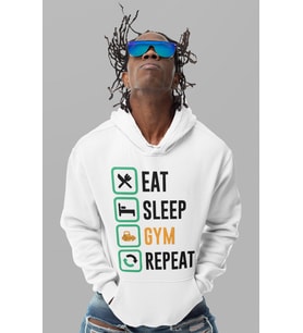 Eat Sleep Gym Repeat Bodybuilding Fitness Gym Baskılı Unisex Oversize Sporcu Hoodie