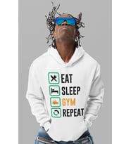 Eat Sleep Gym Repeat Bodybuilding Fitness Gym Baskılı Unisex Oversize Sporcu Hoodie