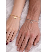 925 Gümüş  Taç Çift Bileklik (Gold)