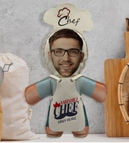BK Gift Kişiye Özel Fotoğraflı Erkek Chef Bebek Yastık-3