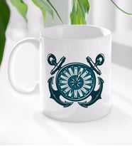 BK Gift Çapa ve Pusula Tasarımlı Beyaz Kupa Bardak-1