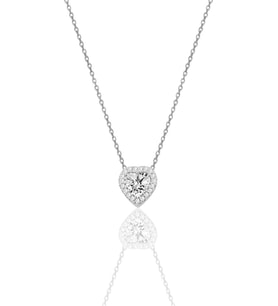 14 K White Gold Kaplama 925 Ayar Gümüş Zircon Kalp Kolye