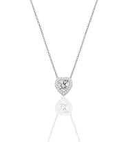 14 K White Gold Kaplama 925 Ayar Gümüş Zircon Kalp Kolye