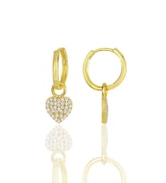 Gümüş altın yaldızlı zirkon taşlı kalp küpe SGTL11946GOLD