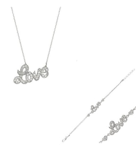 Love Zirkon Taş 925 Ayar Gümüş Kadın Set