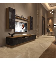 Decoraktiv Trio 5DS Mdf Tv Ünitesi Tv Sehpası - Pera Siyah Mermer (Pera-Siyah Mermer)