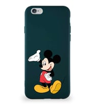 Apple iPhone 6 Soft Premier Kapak Mickey Mouse-C Tasarımlı Silikon Kılıf - Yeşil (Şeffaf)