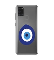 Samsung Galaxy A21S Uyumlu Nazar Boncuğu Tasarımlı Şeffaf Telefon Kılıfı