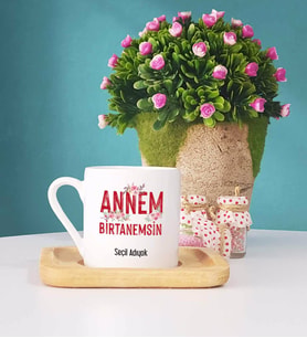 Anneler Günü Hediyesi Anneye Hediye - 7 - Ahşap Altlıklı Türk Kahvesi Fincanı