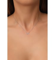925 Ayar Gümüş Zincirli Zirkon Taşlı Sonsuzluk Modeli Kolye