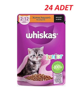 Whiskas Pouch Sos İçinde Kümes Hayvanlı Yavru Kedi Konservesi 85 Gr*24 Adet