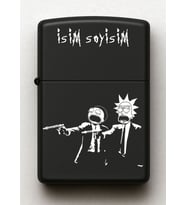 Rick and Morty Rick Fiction Desenli Kişiye Özel İsimli Siyah Benzinli Metal Çakmak