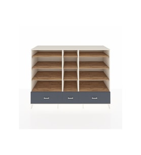 Kronos Dolap 12 Raflı 3 Çekmeceli  220x59x163 Aytaşı-Çam/Antrasit