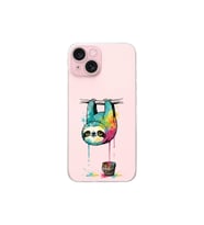 iPhone 15 ile Uyumlu Splash Tembel Hayvan Tasarımlı Şeffaf Silikon Kılıf